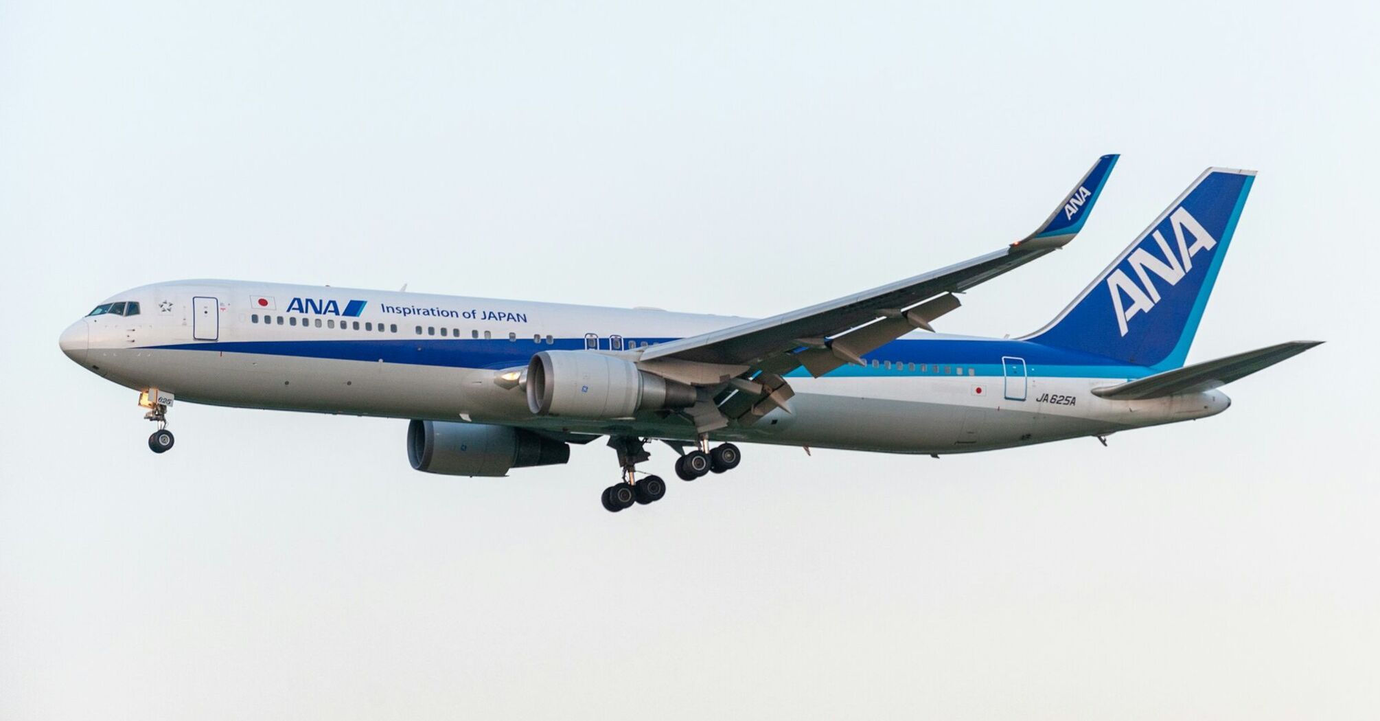 ANA aircraft in flight approaching landing