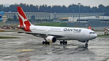 Qantas plane on a runway