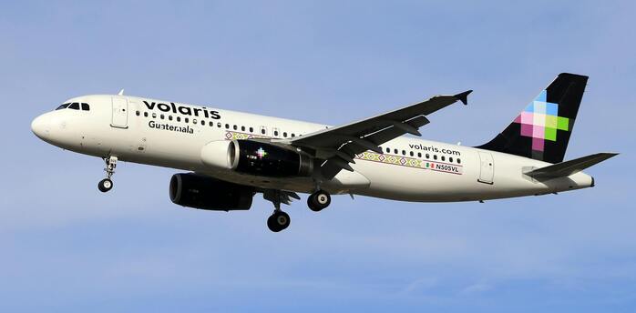 Volaris passenger plane in flight