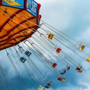 Colorful swing carousel with empty seats