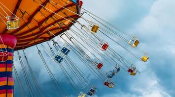 Colorful swing carousel with empty seats
