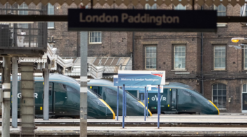 London Paddington Station platform with GWR trains