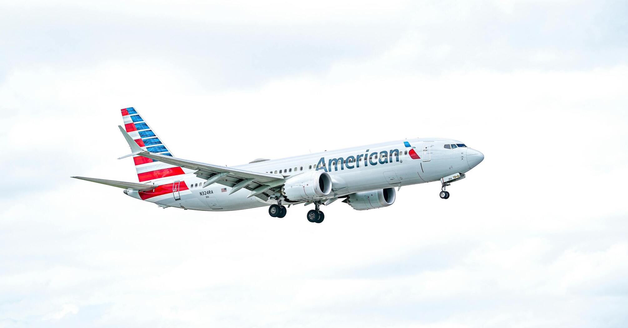 American Airlines plane in flight