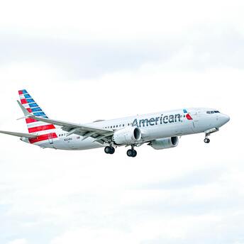 American Airlines plane in flight