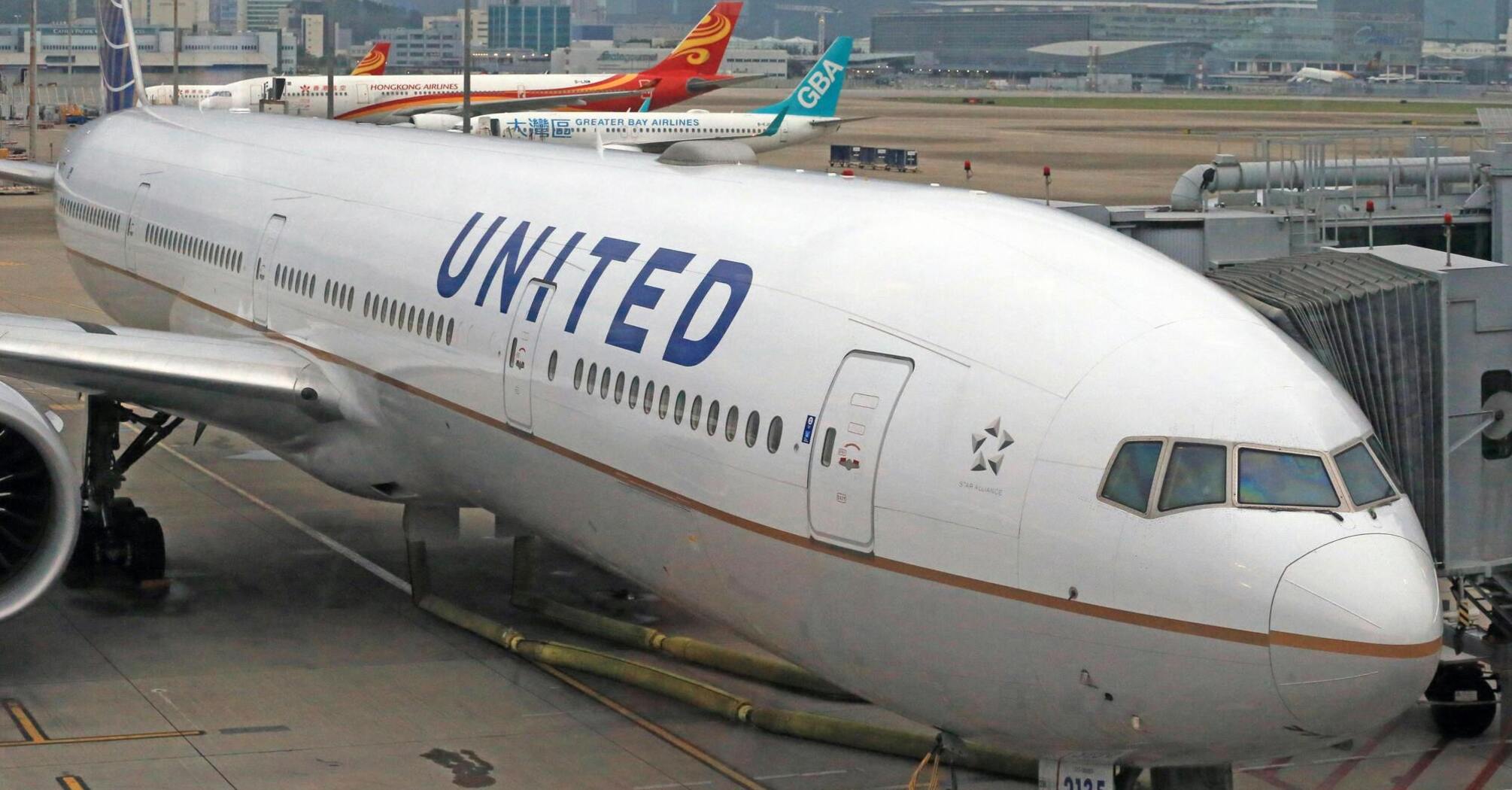 United Airlines aircraft parked at the terminal