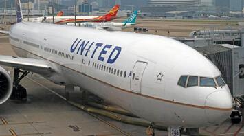 United Airlines aircraft parked at the terminal