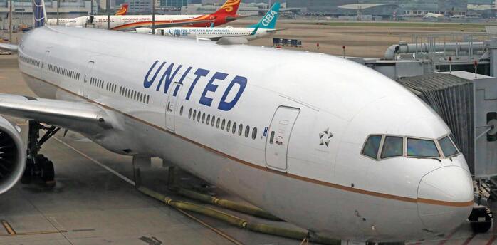 United Airlines aircraft parked at the terminal