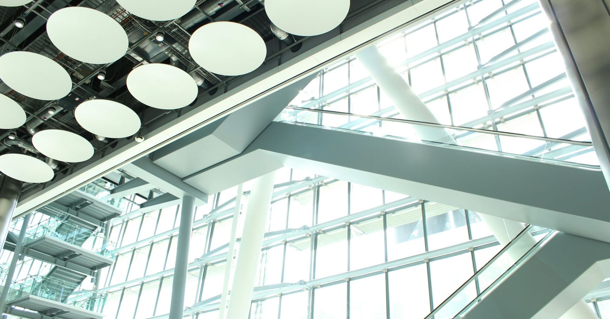 Heathrow airport interior with glass and metal structures