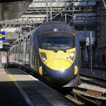 Modern high-speed train at a UK station