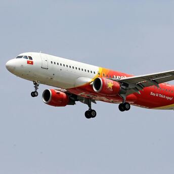 Vietjet plane flying in the sky