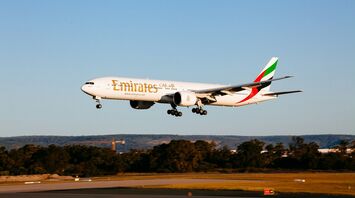 Emirates Boeing 777 aircraft landing