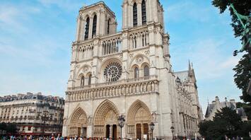 Front view of Notre-Dame Cathedral in Paris