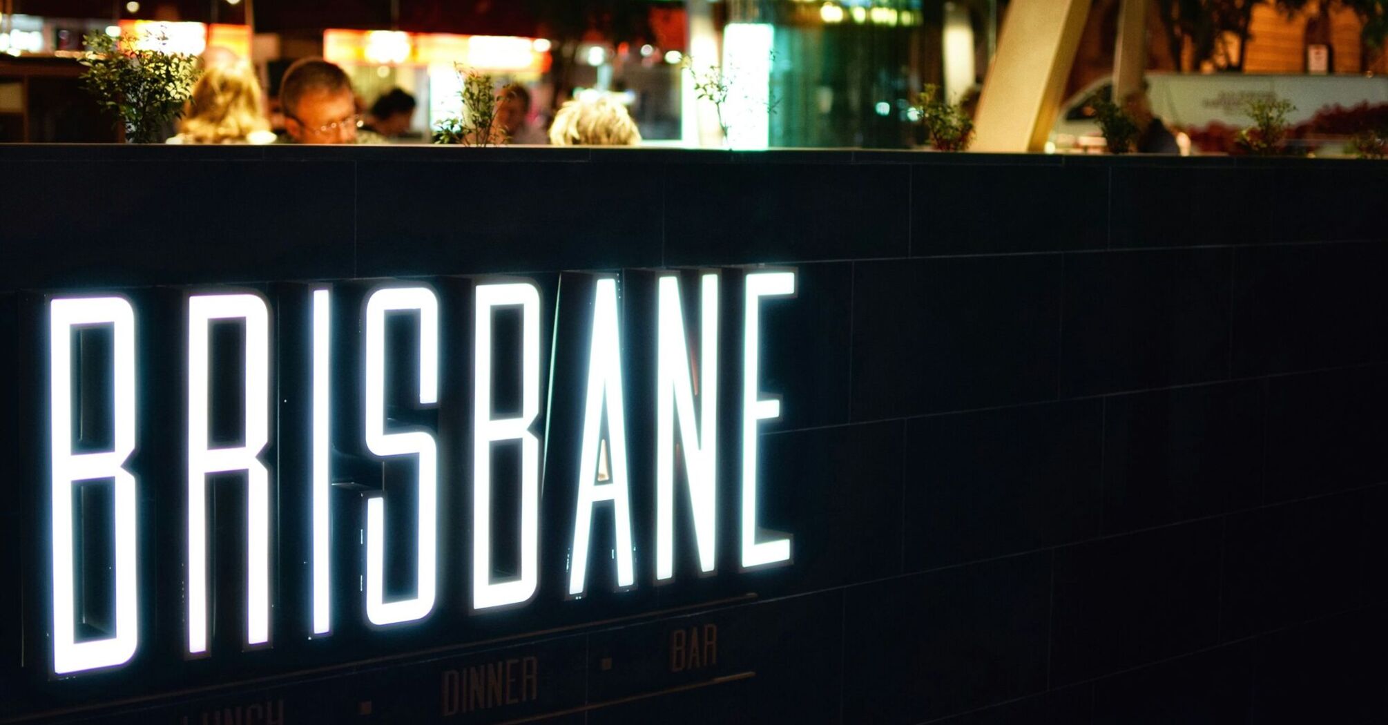 Neon sign spelling 'BRISBANE'