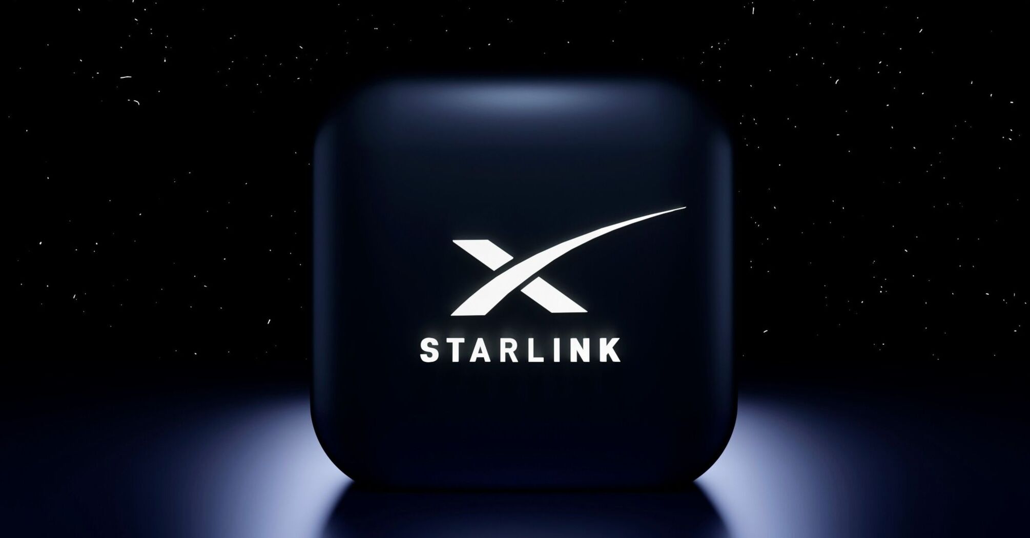 Starlink logo against a starry night sky background