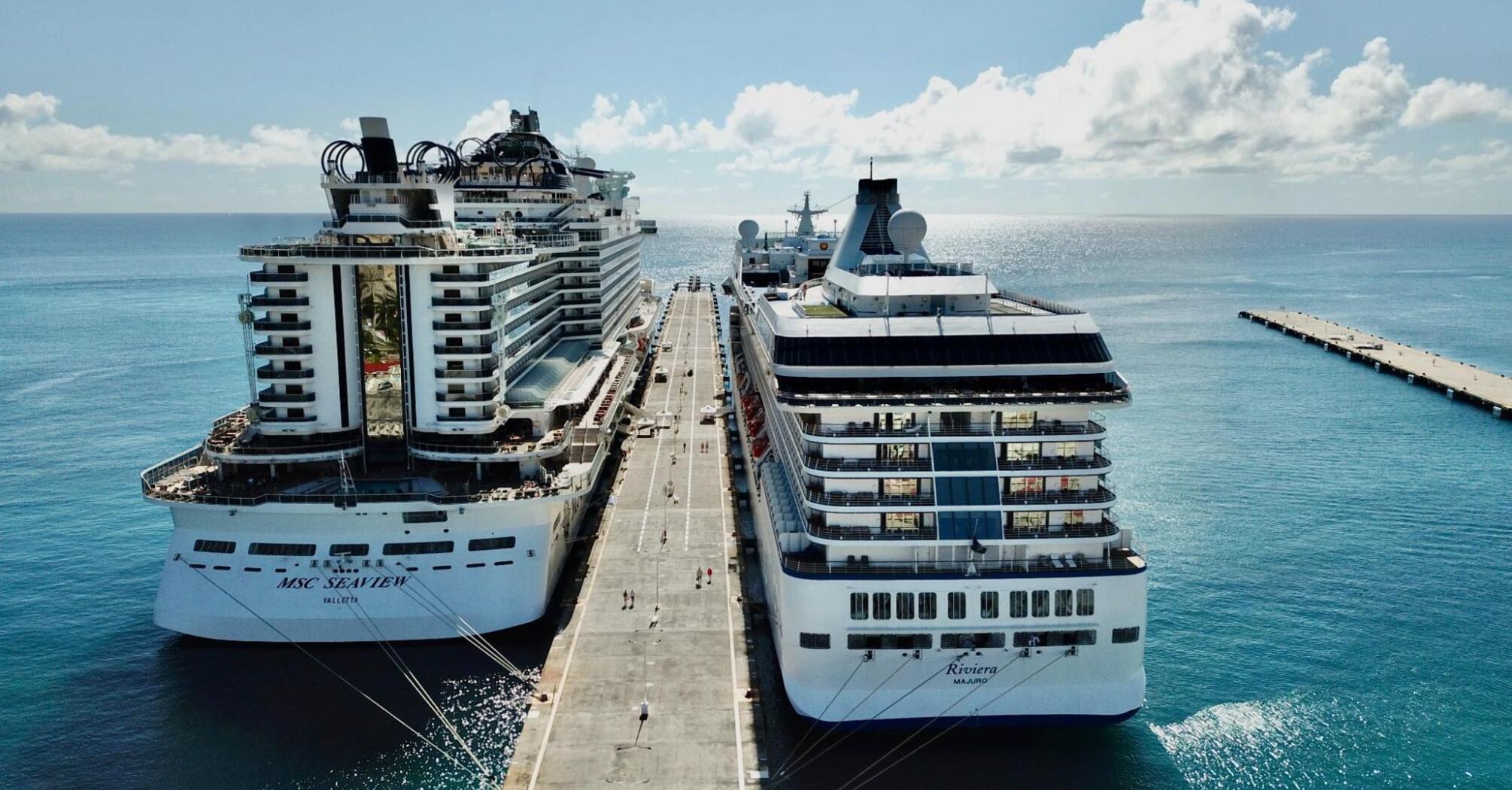 Two cruise ships set off on a long journey