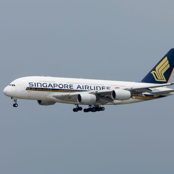 Singapore Airlines plane flying in the sky