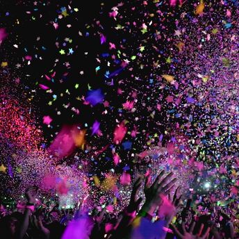 A shower of colorful confetti at a lively event 