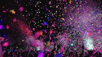 A shower of colorful confetti at a lively event 