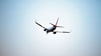 American Airlines jet in the air