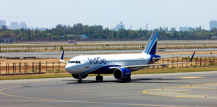 Indigo airlines plane on the runway