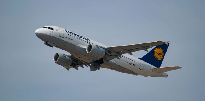 Lufthansa's plane in the air