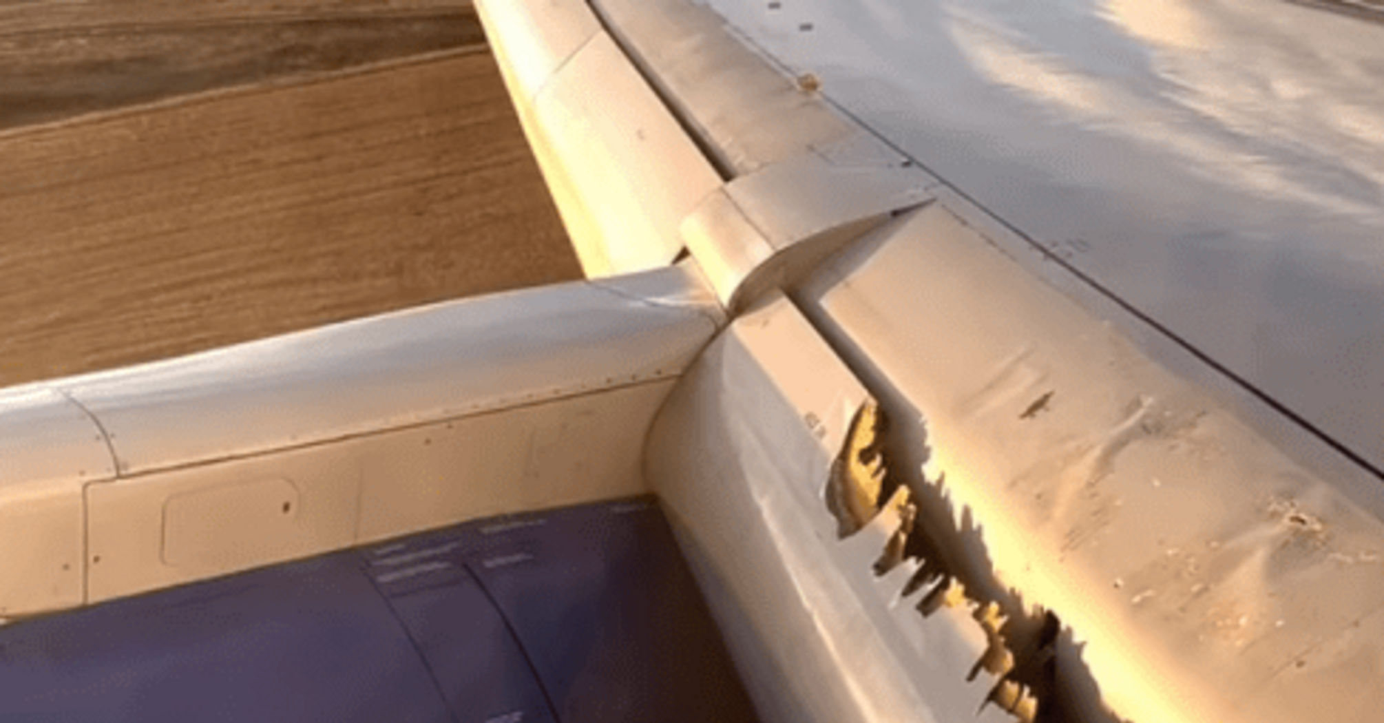 In the United States, a wing of an airplane began to fall apart during a flight