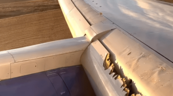 In the United States, a wing of an airplane began to fall apart during a flight