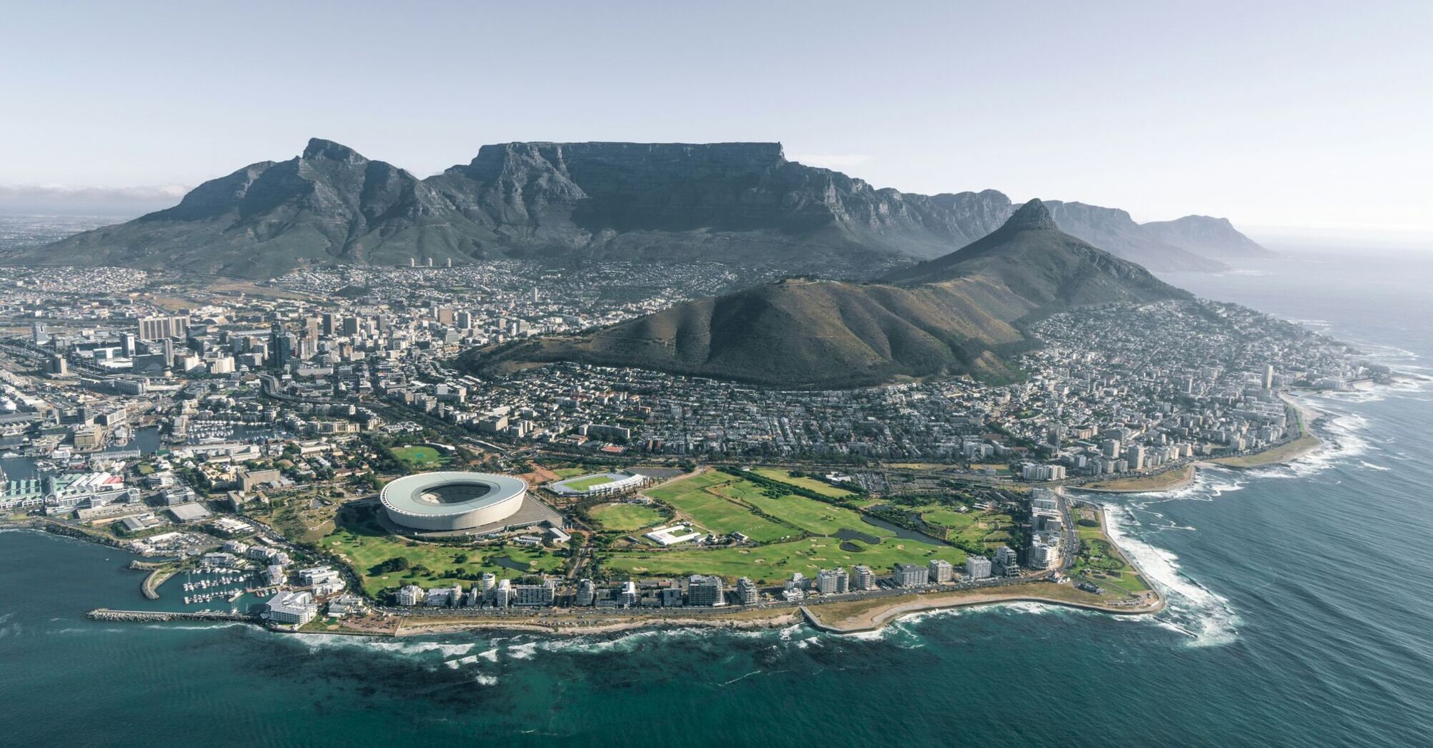 Helicopter view of Cape Town, South Africa