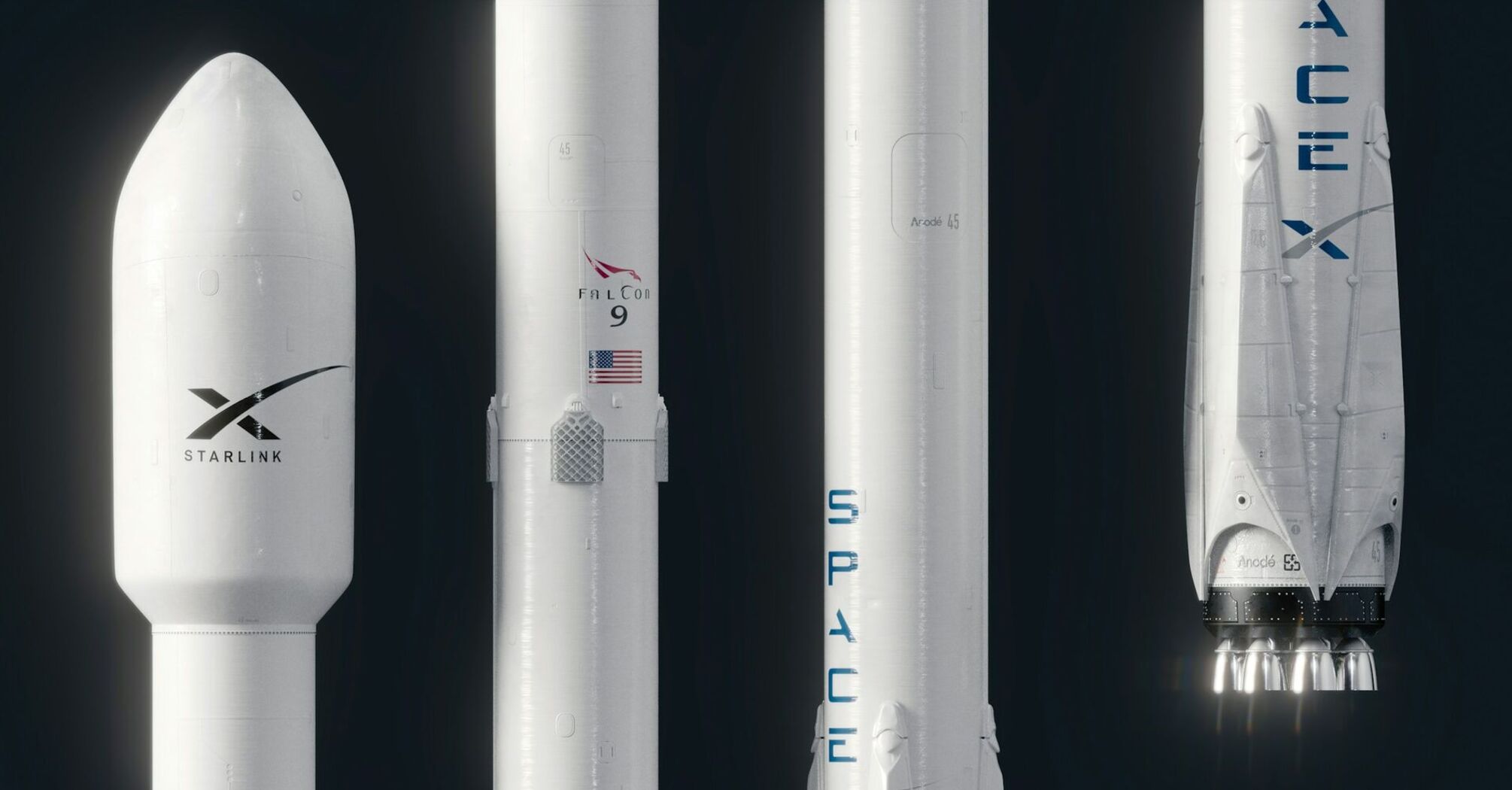 SpaceX Falcon 9 rocket with Starlink branding on the fairing