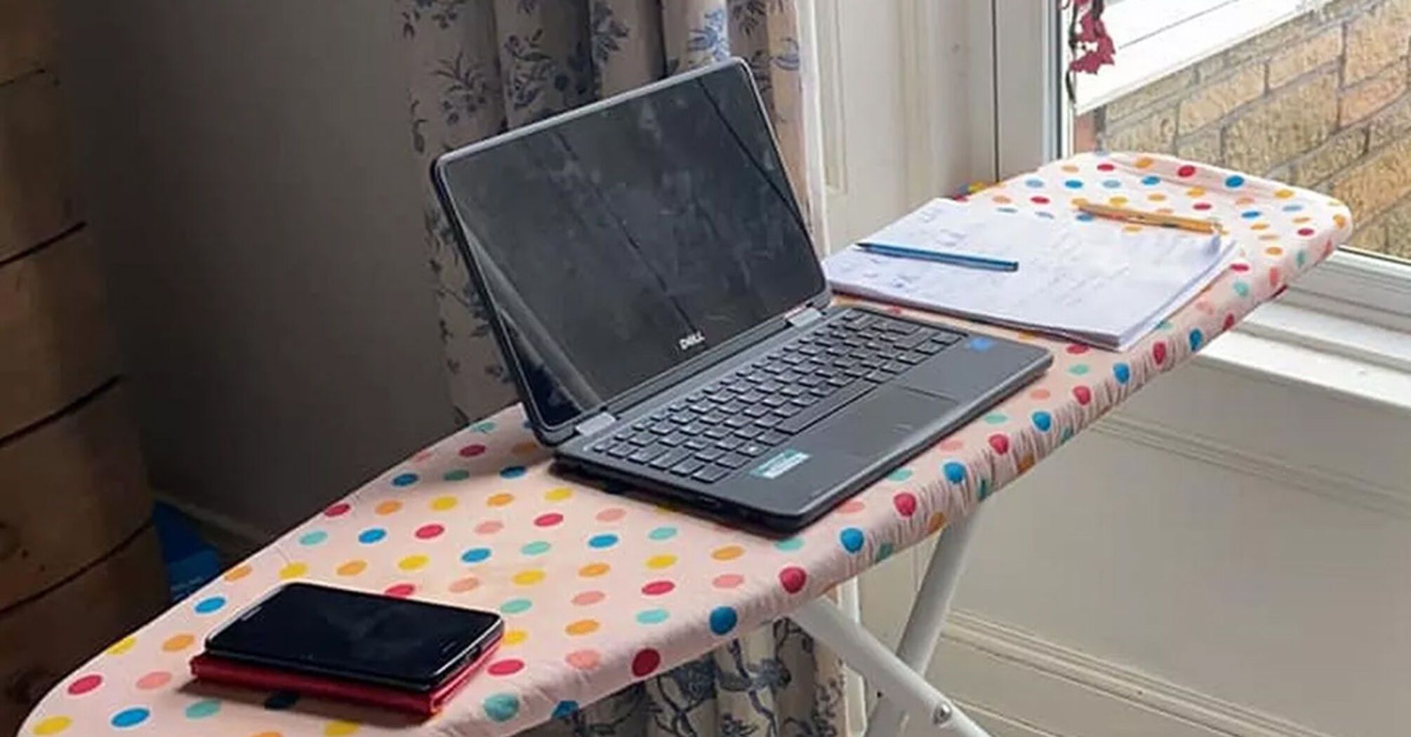 Ironing board instead of a desk