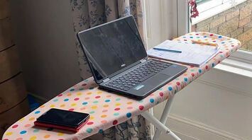 Ironing board instead of a desk