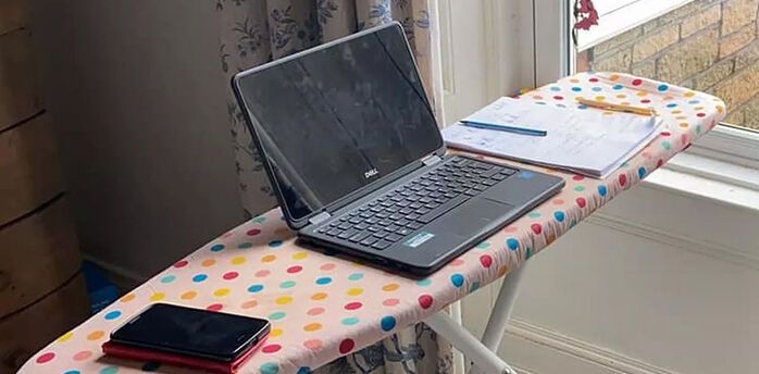 Ironing board instead of a desk