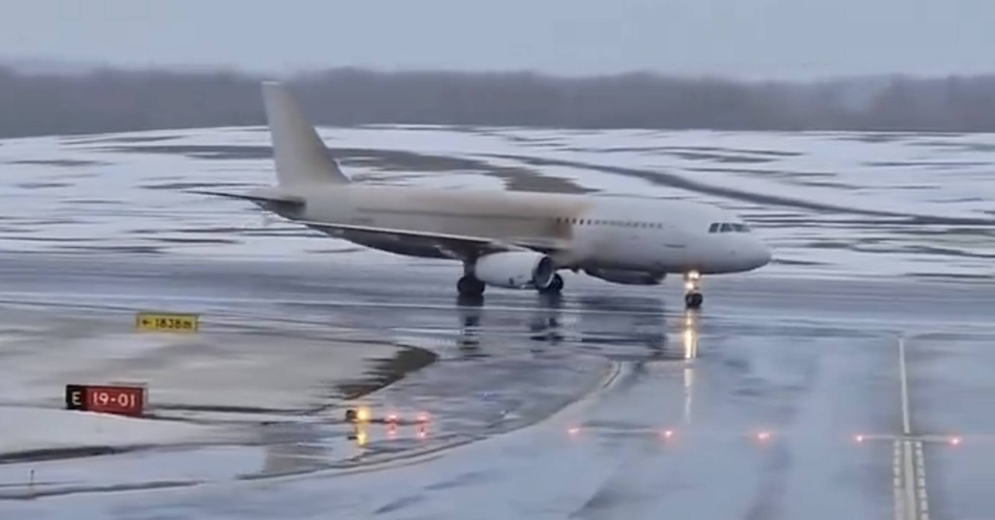 A passenger plane operated by Avion Express with 185 people on board skidded off the runway and rolled through a swamp