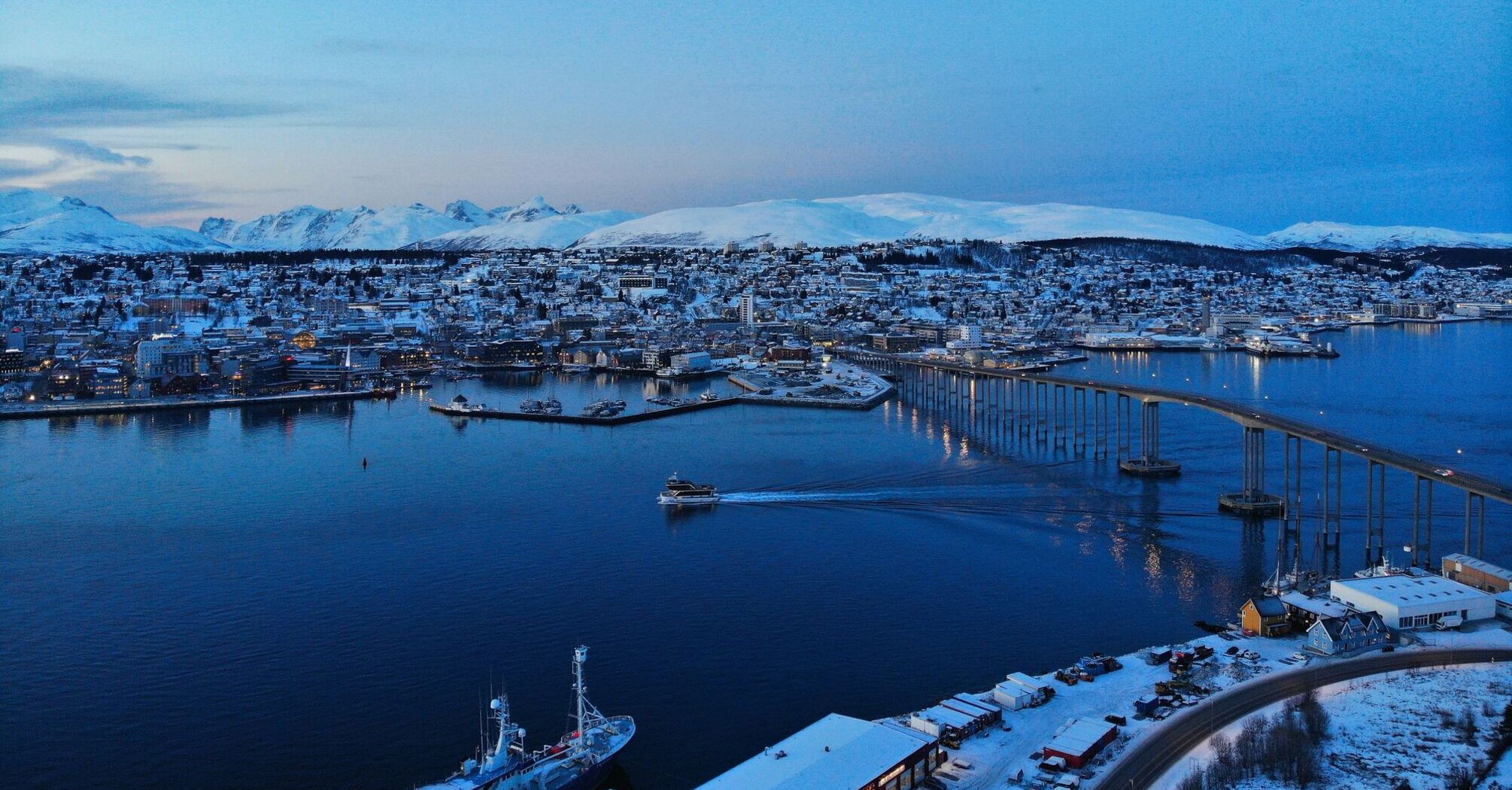 A view above Tromsø, Norway. 