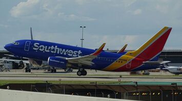 Southwest Airlines plane taking off from an airport