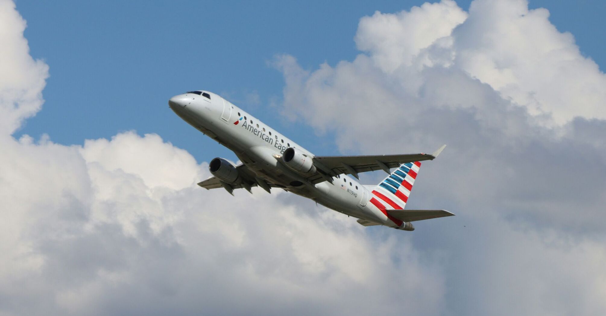 American Airlines plane flying in the sky