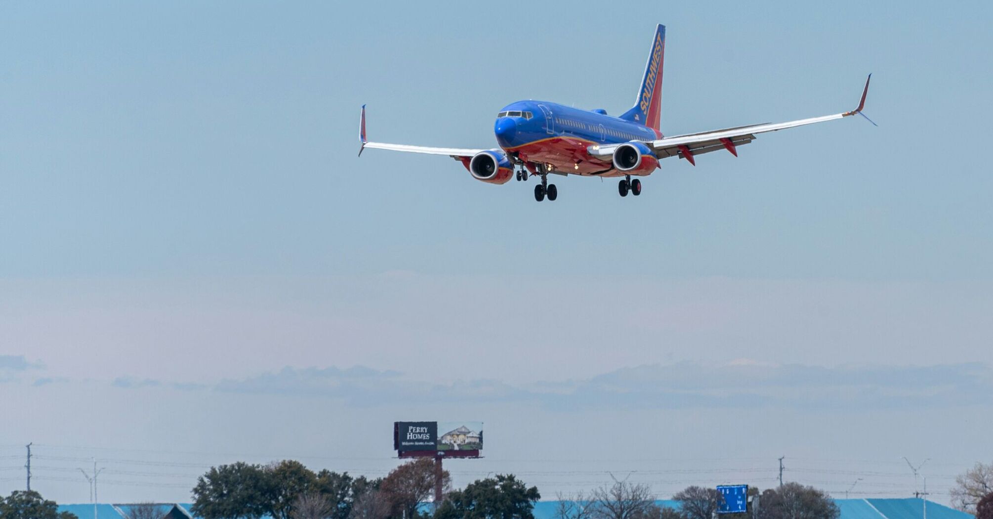 Southwest Airlines plane flying in the sky