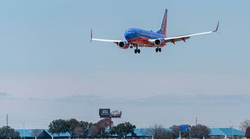 Southwest Airlines plane flying in the sky