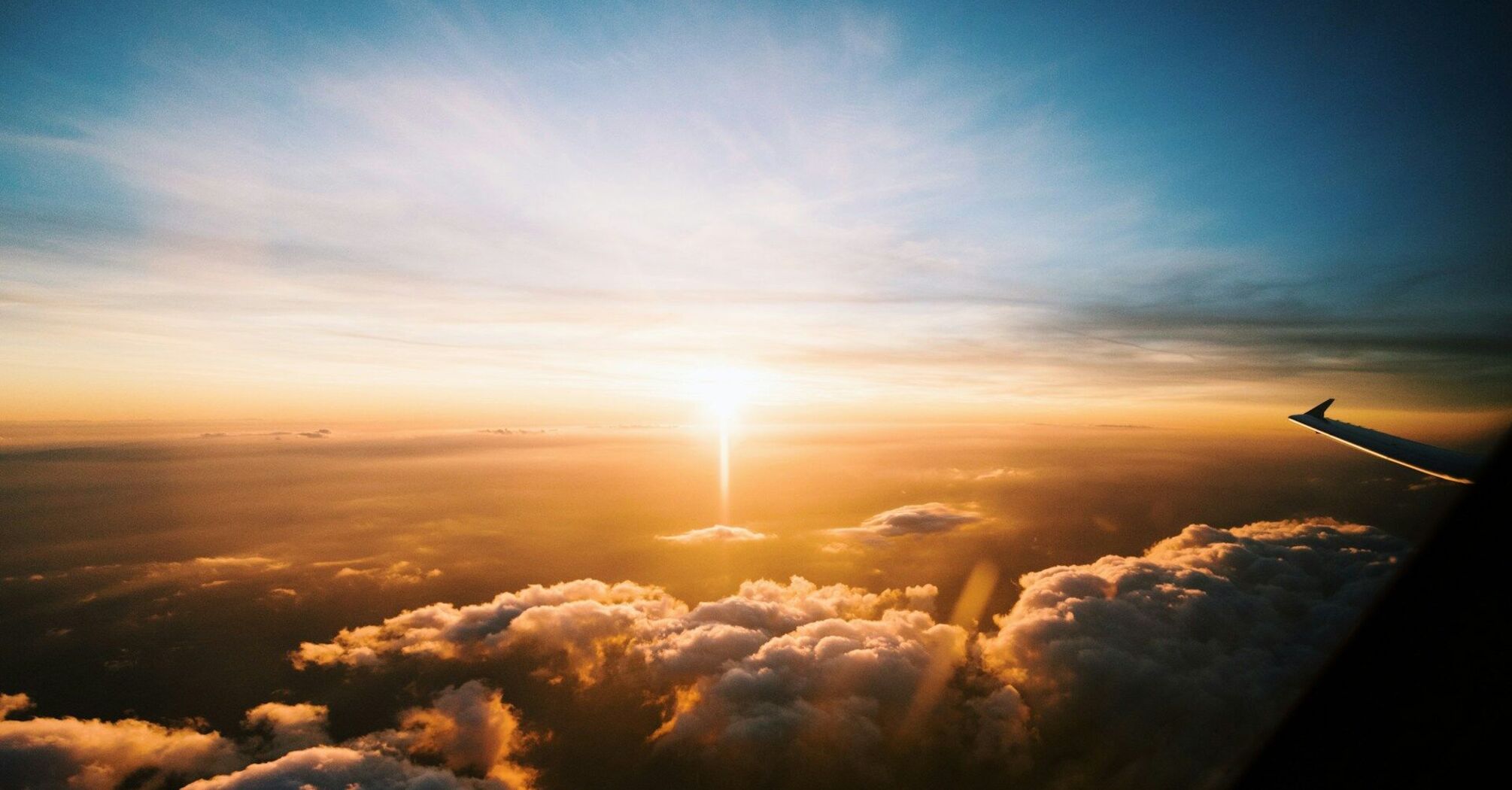 Sunset view from airplane window