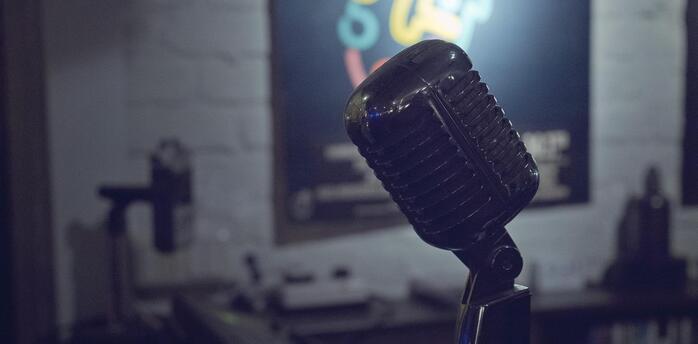 Microphone in the evening hall