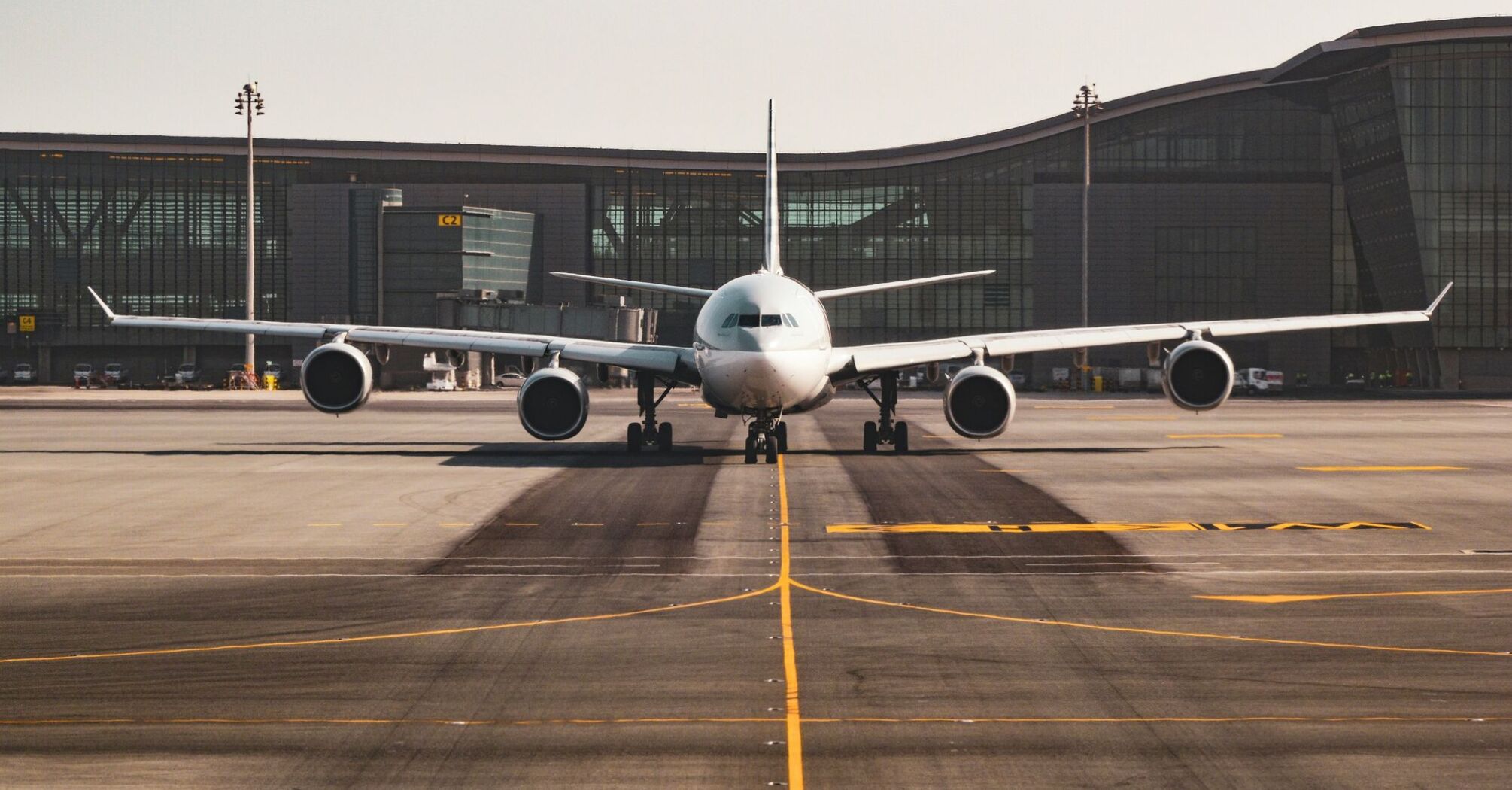 White airplane on the runaway