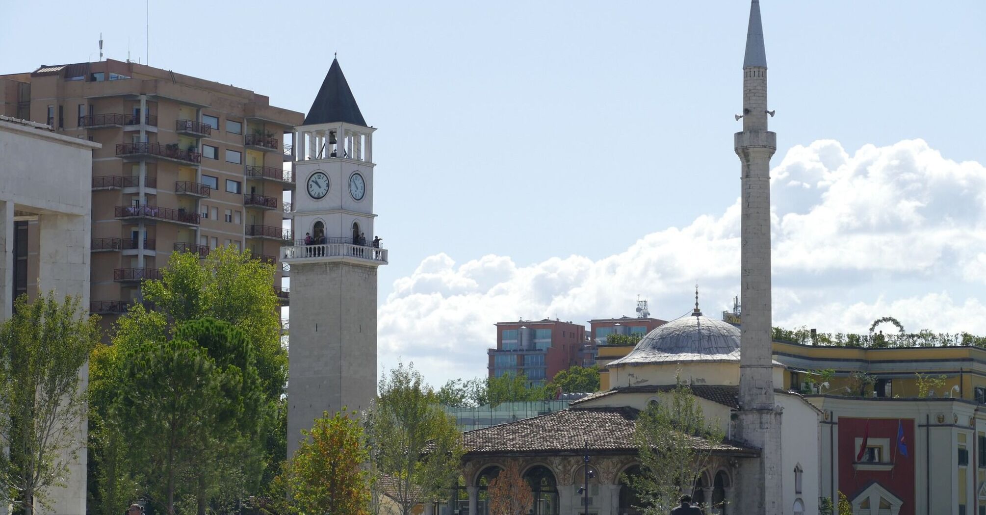 Clock tower in central Tirana, Albania