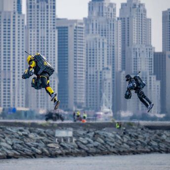 The world's first jet suit race took place in Dubai