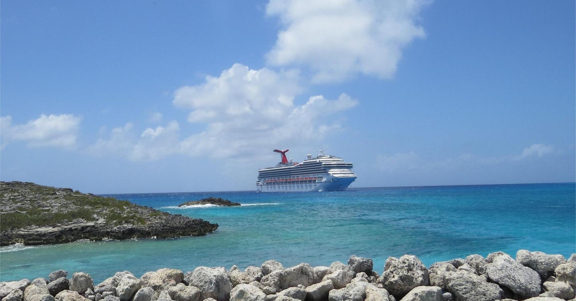 View of a cruise ship from the Bahamas