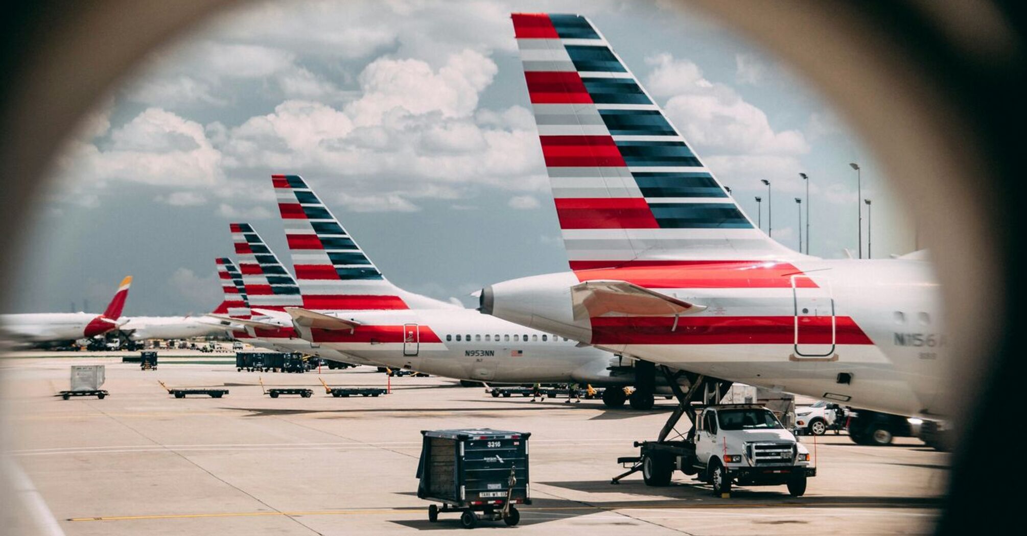 Vehicles near airplane