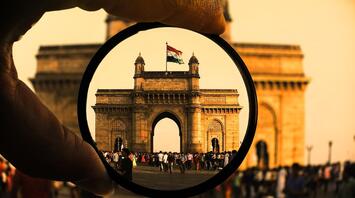 Indian flag on the gate in Mumbai