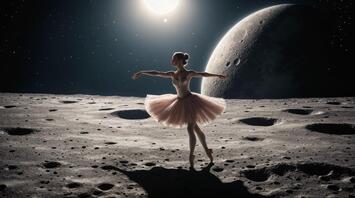 Dancing ballerina on the moon