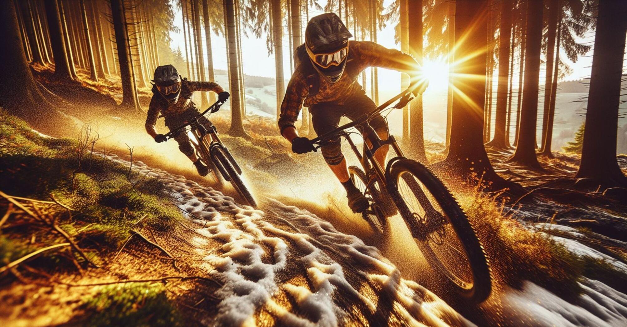 Bike racing in the dense forest