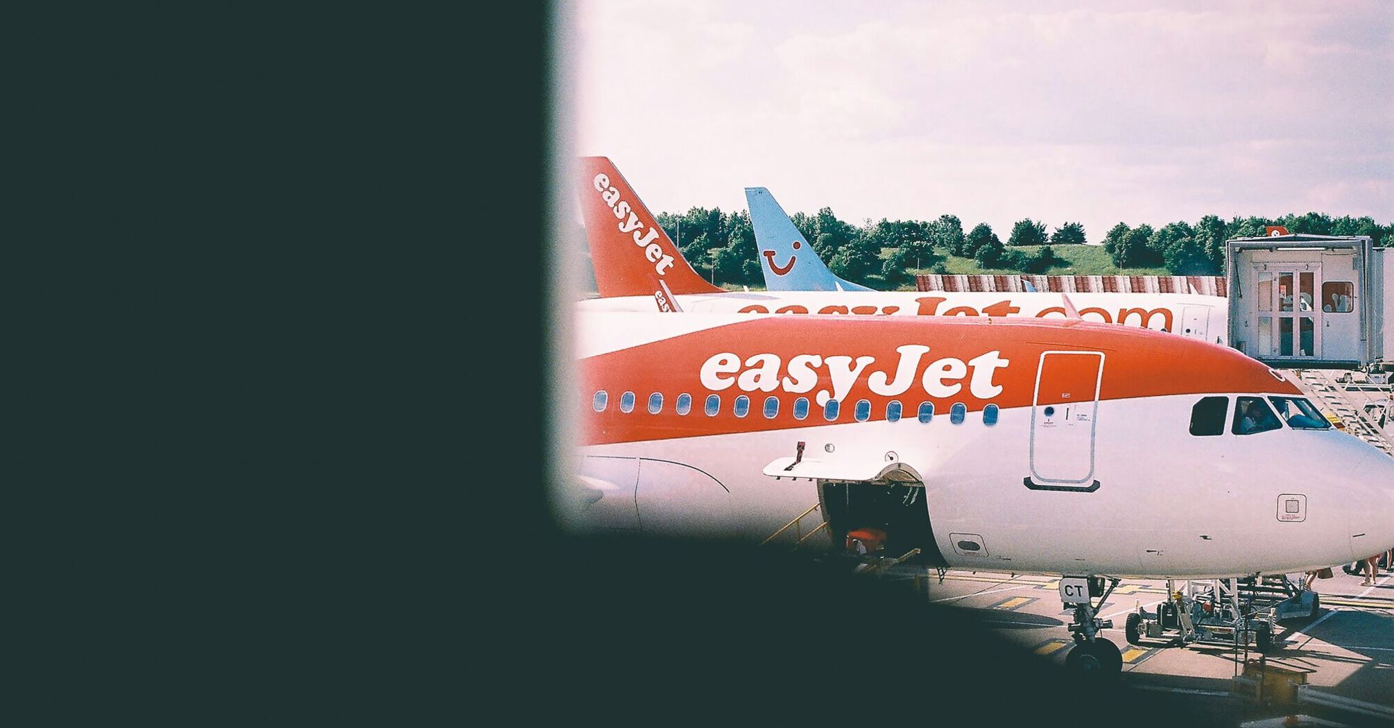 White and orange easy jet plane