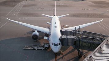 White airliner in airport